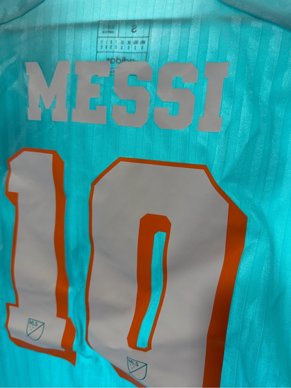 adidas Turquoise Messi #10 Soccer Jersey with Orange Trim